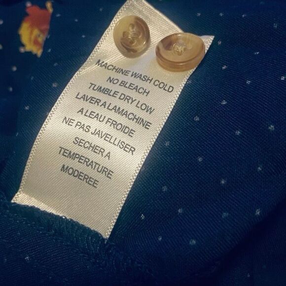 Obey Propaganda Navy Floral Polka Dot Button Down Shirt Size Large Long Sleeve - Picture 6 of 6